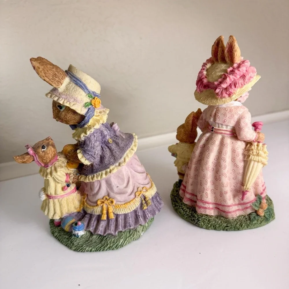 Easter Figurines- The Victorian Collection- Cottage Core. Vintage. 1995 Set Of 2